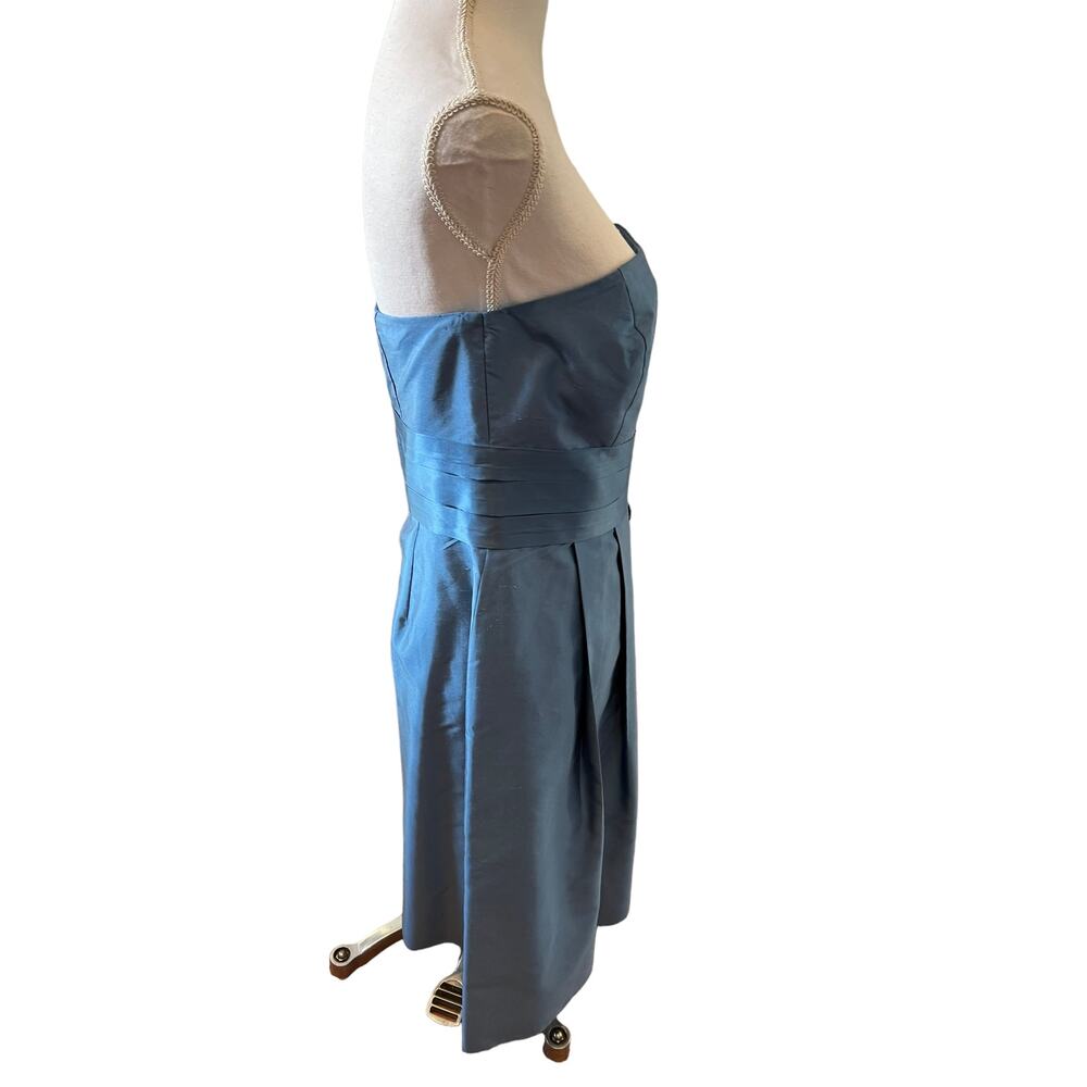 Ann Taylor Silk Strapless Cocktail Dress Slate Blue 6 - Picture 3 of 8